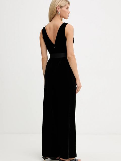 Armani Exchange kombinezon welurowy kolor czarny z dekoltem w szpic XW000976 AF16147