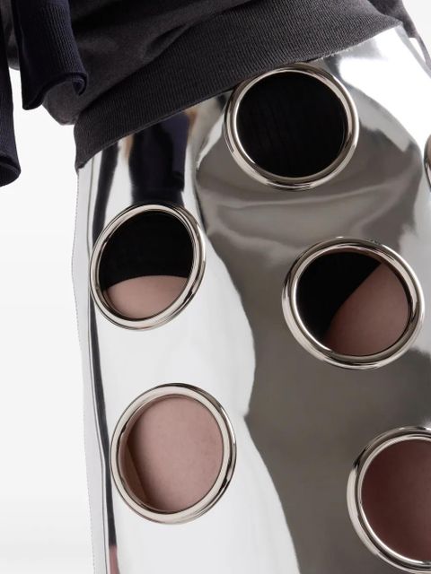 Prada metallic-effect leather midi skirt - Silver