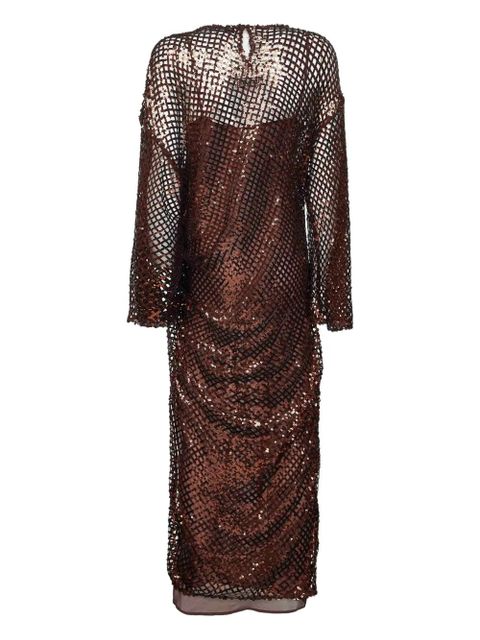 The Attico sequin-embellished gathered maxi dress - Brown - zdjęcie produktu nr 2