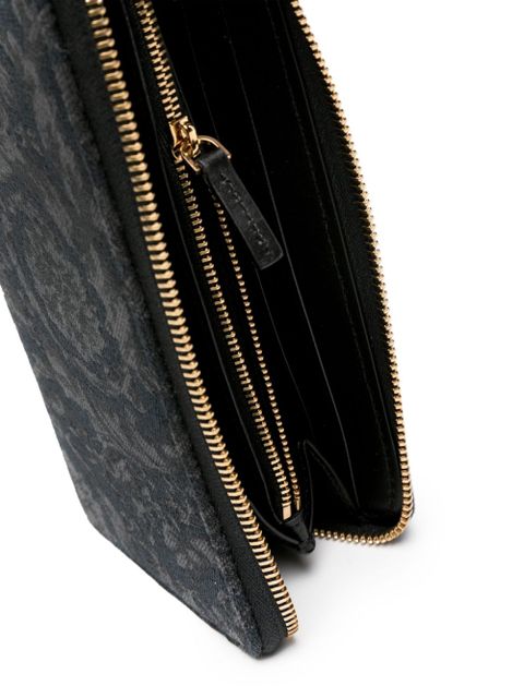 Versace embroidered-logo jacquard wallet - Black