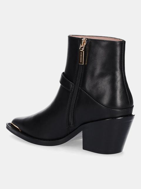 Coccinelle botki skórzane damskie kolor czarny na słupku E4 TVK 31 02 01 001