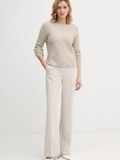 Sisley spodnie damskie kolor beżowy proste high waist 4KVXLF02I - zdjęcie produktu nr 2