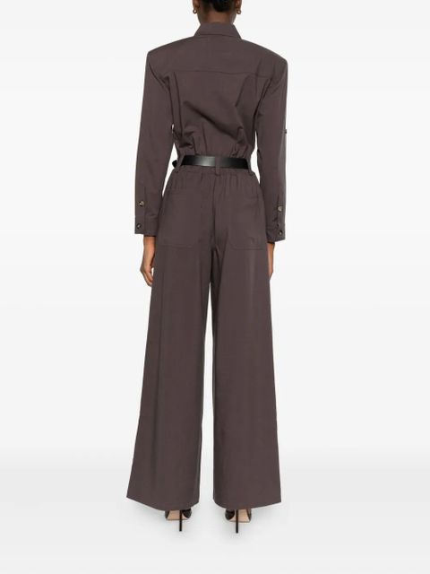 Self-Portrait belted pocket jumpsuit - Brown