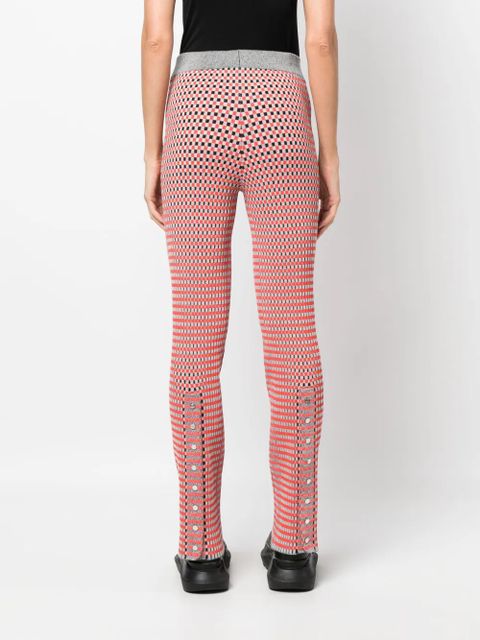Rabanne check-pattern ribbed-knit trousers - Orange