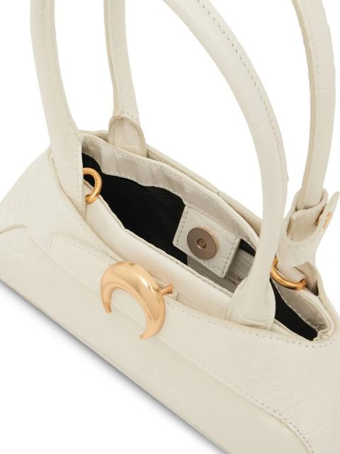 Marine Serre mini Aurora crocodile-embossed tote bag - White