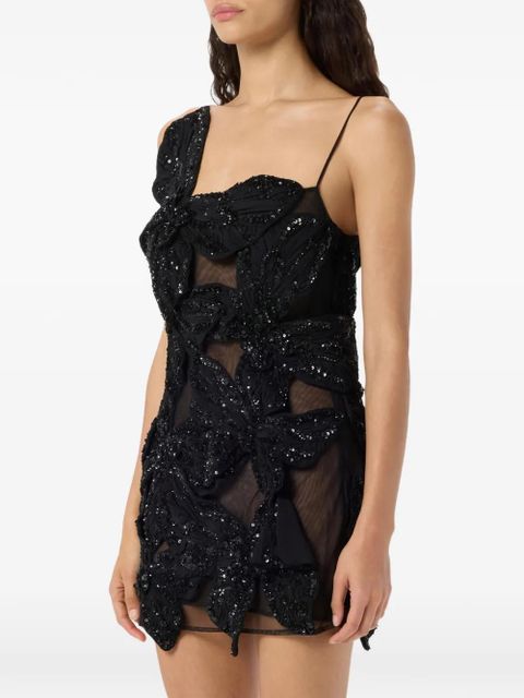Blumarine butterfly-embroidered mini dress - Black