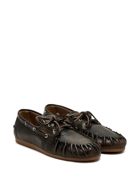 ALOHAS brushed brown lace-up loafers - zdjęcie produktu nr 2