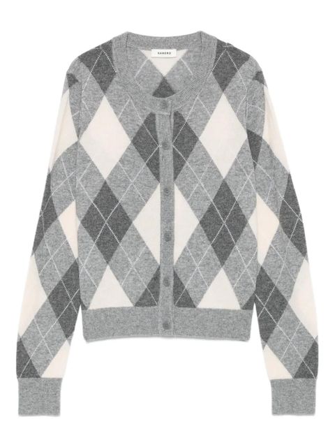 SANDRO argyle-pattern ribbed cardigan - Grey - zdjęcie produktu nr 1
