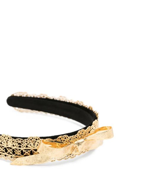 SHUSHU/TONG x Yvmin lace-trim bow-detail headband - Gold - zdjęcie produktu nr 2