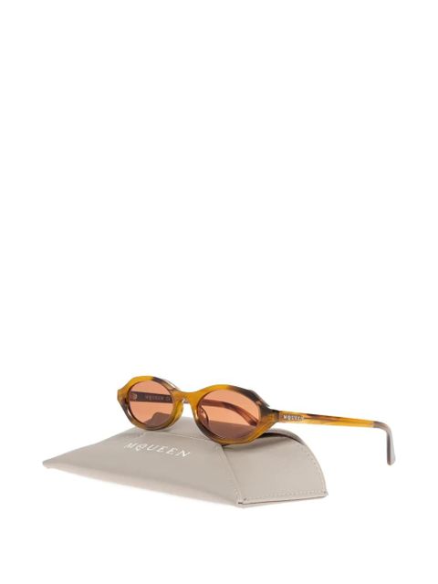 Alexander McQueen oval-frame sunglasses - Brown