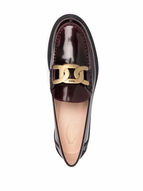 Tod's patent leather logo-plaque loafers - Red