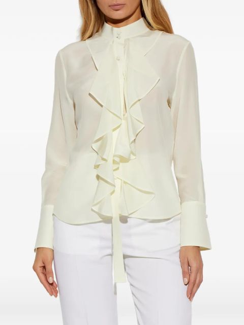 Alexander McQueen ruffled silk top - Neutrals - zdjęcie produktu nr 2