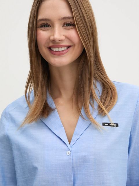 Karl Lagerfeld piżama bawełniana kolor niebieski bawełniana A1W45004