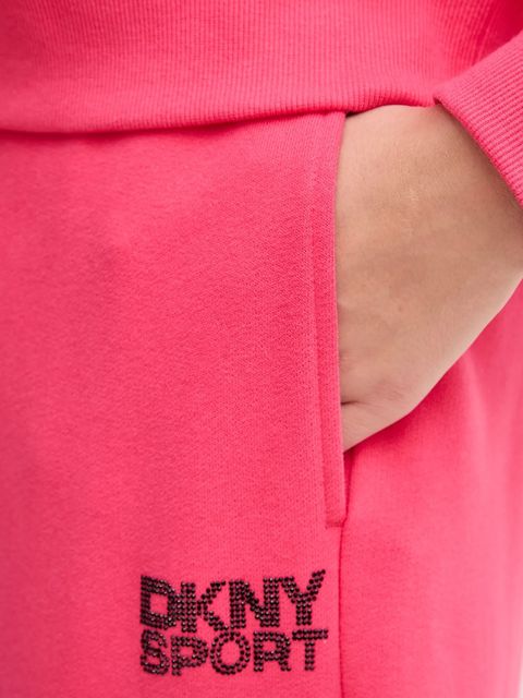 Dkny spodnie dresowe bawełniane damskie kolor różowy z aplikacją DP5P3650
