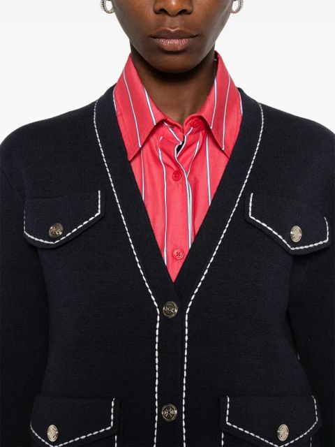 Maje contrast-stitch cardigan - Blue