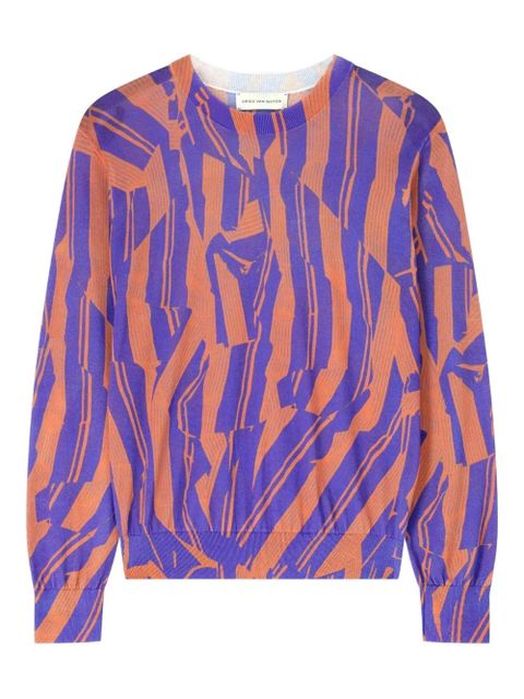 DRIES VAN NOTEN printed cotton sweater - Purple - zdjęcie produktu nr 1