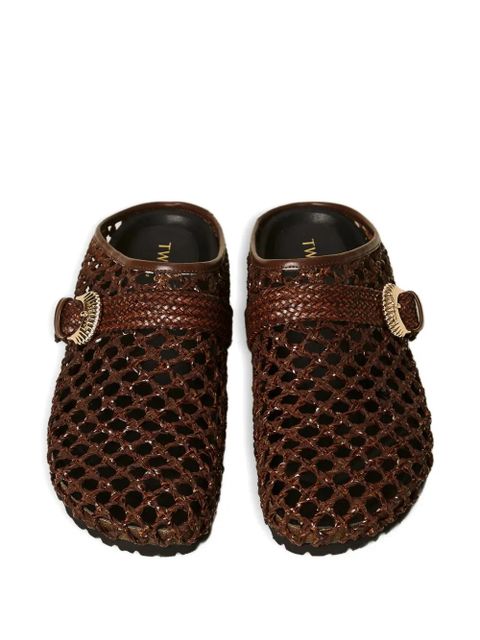 TWINSET woven buckled mules - Brown