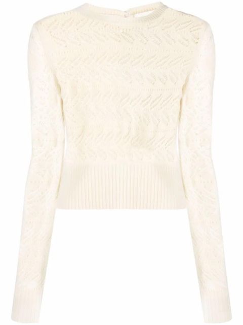 Sportmax open-knit crew neck jumper - White - zdjęcie produktu nr 1