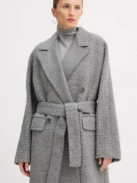 BOSS płaszcz z dodatkiem wełny kolor szary 50548338 - zdjęcie produktu nr 2