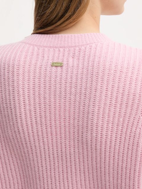 Barbour kardigan wełniany Elina damski kolor różowy LKN1732