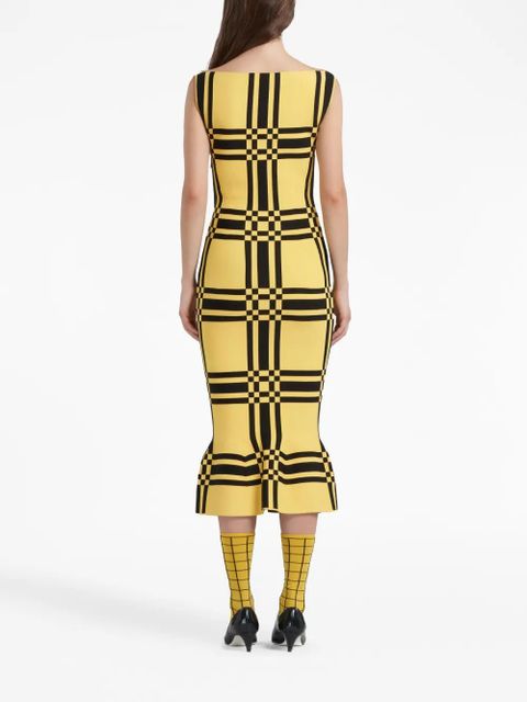 Marni checked sheath midi dress - Yellow