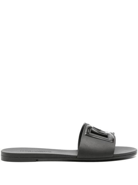 Dolce & Gabbana logo-embossed cut-out slides - Black - zdjęcie produktu nr 1