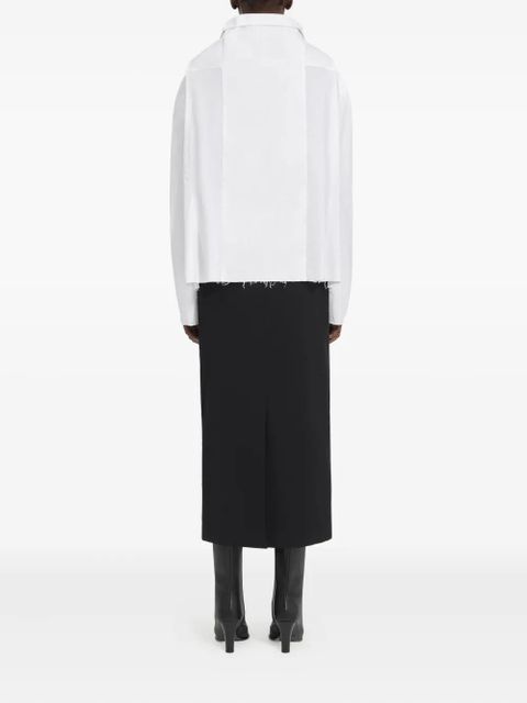 MM6 Maison Margiela oversized-collar frayed-hem shirt - White - zdjęcie produktu nr 2
