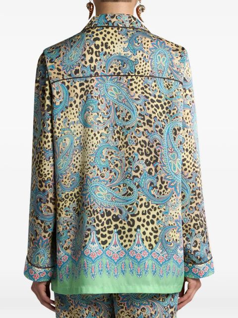ETRO paisley animal-print twill shirt - Blue