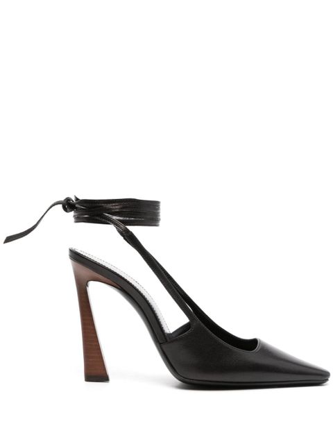 Saint Laurent 105mm ankle-strap leather pumps - Black - zdjęcie produktu nr 1