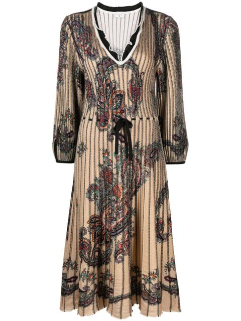 ETRO paisley-print virgin-wool midi dress - Neutrals