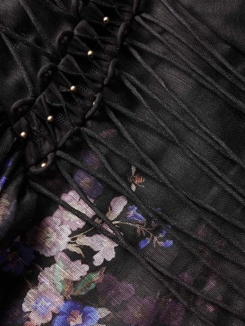 ZIMMERMANN Luna floral-print bead-embellished midi dress - Black - zdjęcie produktu nr 2