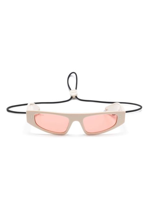 Gucci Eyewear narrow shield-frame sunglasses - White - zdjęcie produktu nr 1