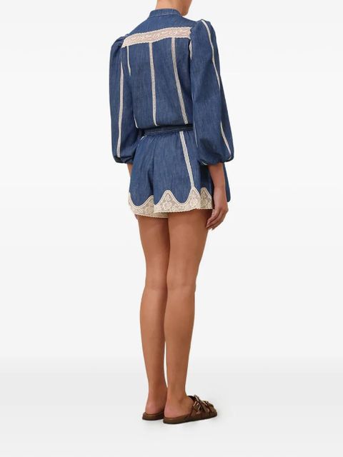 ZIMMERMANN Awaken lace panelled shirt - Blue - zdjęcie produktu nr 2