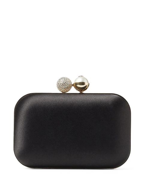 Jimmy Choo Cloud pearl-embellished satin clutch bag - Black - zdjęcie produktu nr 1