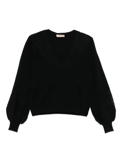 TWINSET lace-sleeves sweater - Black - zdjęcie produktu nr 1