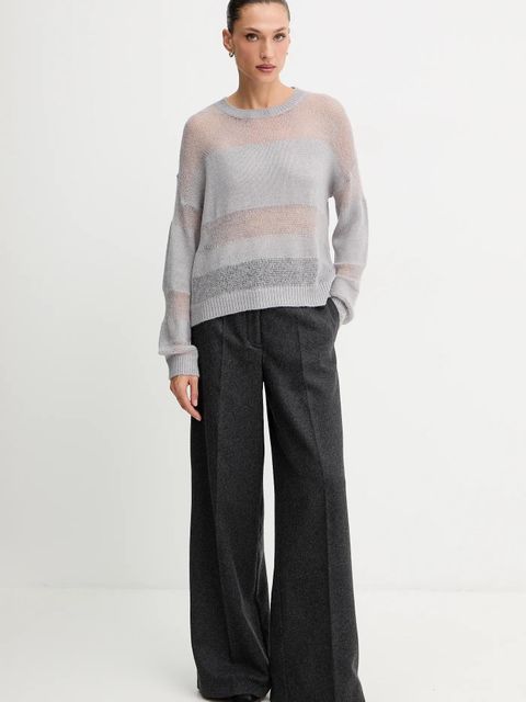 Patrizia Pepe sweter z dodatkiem wełny damski kolor szary lekki 2K0335 K296