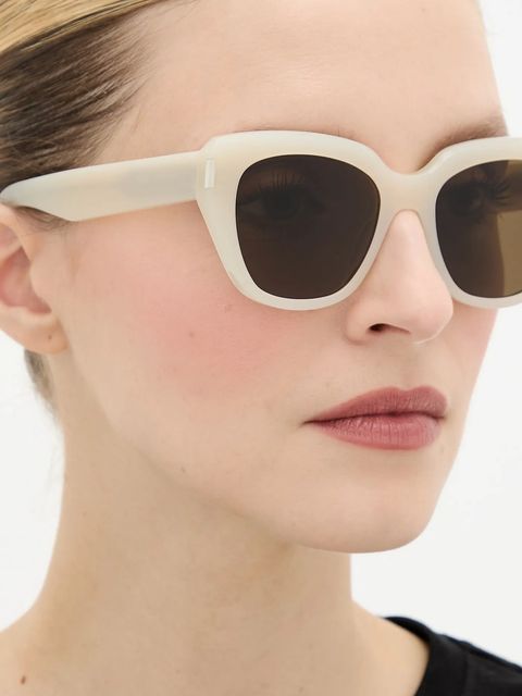 Saint Laurent okulary przeciwsłoneczne damskie kolor beżowy SL 827