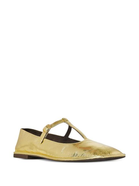 The Row T-strap square-toe ballet flats - Gold