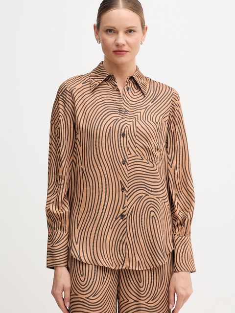 Marc Aurel koszula damska kolor brązowy regular z kołnierzykiem klasycznym 6258-1002-24812 - zdjęcie produktu nr 1