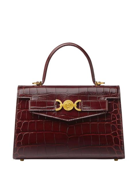 Versace crocodile-embossed leather tote bag - Brown - zdjęcie produktu nr 1