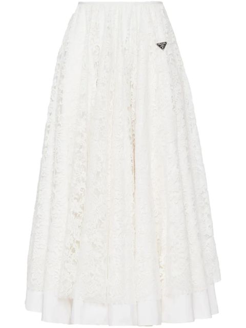 Prada floral-lace cotton midi skirt - White - zdjęcie produktu nr 1