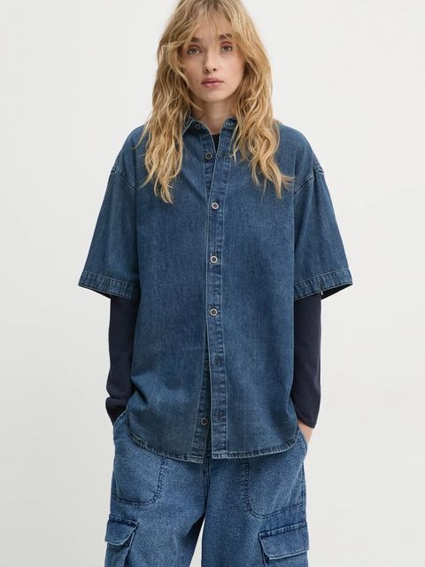 G-Star koszula damska kolor niebieski relaxed z kołnierzykiem klasycznym D25358-D252