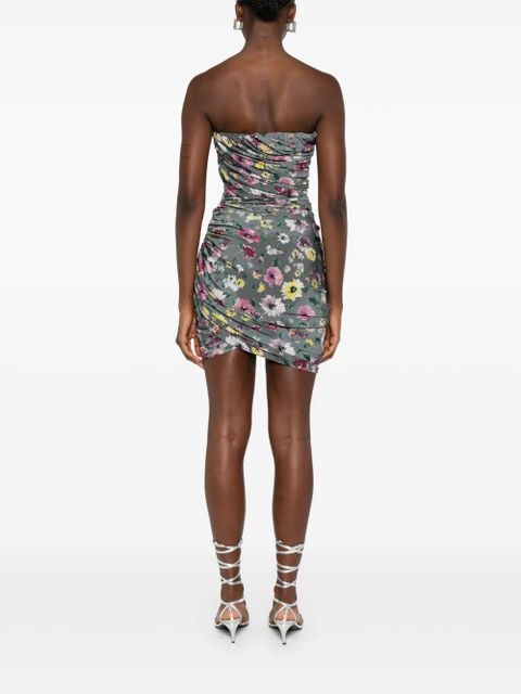 The Attico floral-print mini dress - Grey