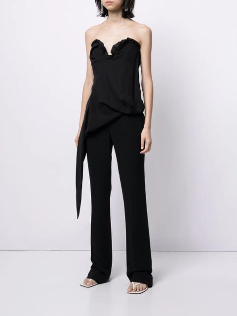 AMBUSH ruffle-detail croset top - Black