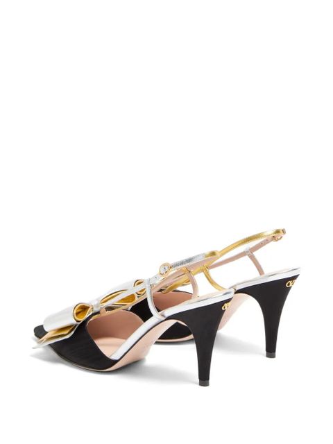 Valentino Garavani Bowow slingback pumps in Moirè fabric 85mm - Black