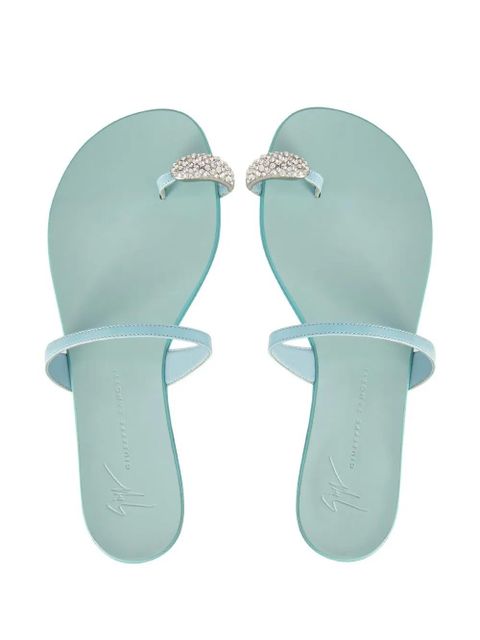 Giuseppe Zanotti crystal-embellished flat sandals - Blue