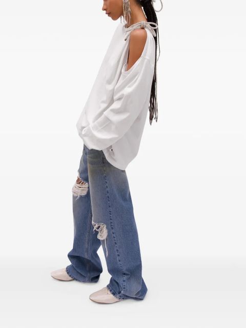 AREA crystal-knot cut-out T-shirt - White