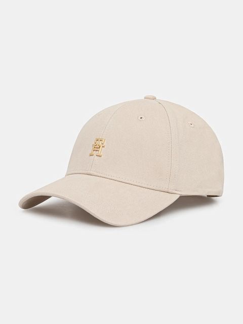 Tommy Hilfiger czapka z daszkiem bawełniana kolor beżowy z aplikacją AW0AW17631 - zdjęcie produktu nr 1