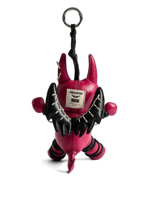 Zadig&Voltaire devil-wings leather keyring - Red