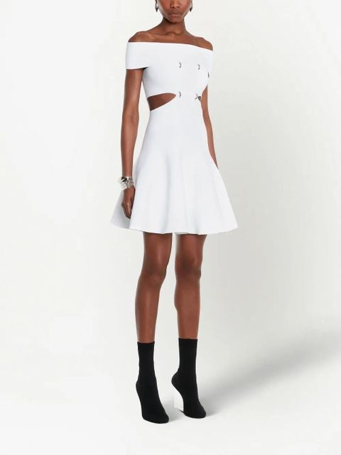 Alexander McQueen off-shoulder flared mini dress - White